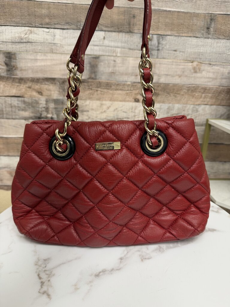 Kate Spade red quilted leather shoulder bag