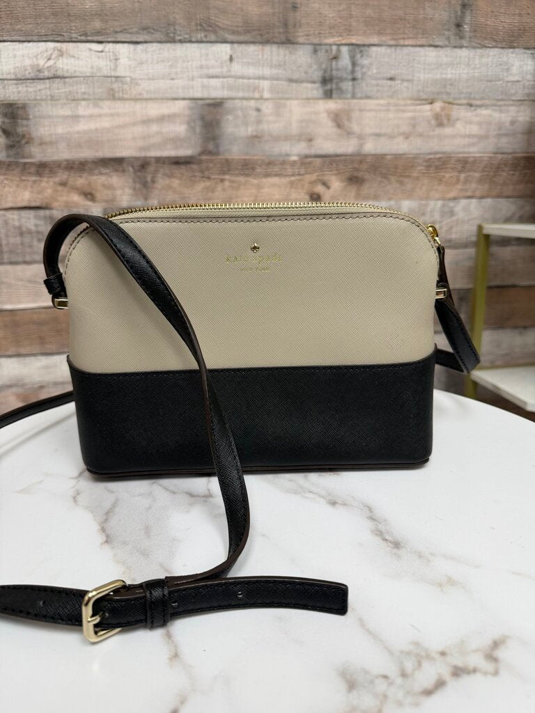 Kate Spade two tone tan/black Cedsar Street Mandy leather crossbody bag