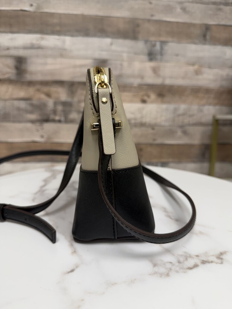Kate Spade two tone tan/black Cedsar Street Mandy leather crossbody bag