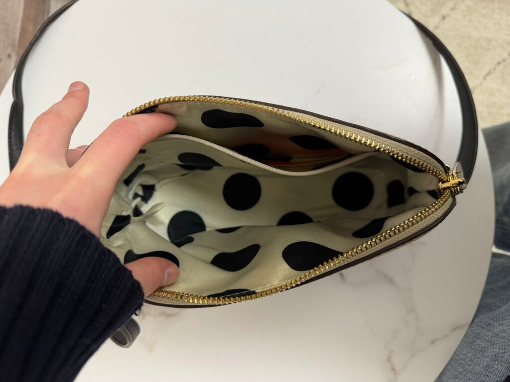 Kate Spade two tone tan/black Cedsar Street Mandy leather crossbody bag