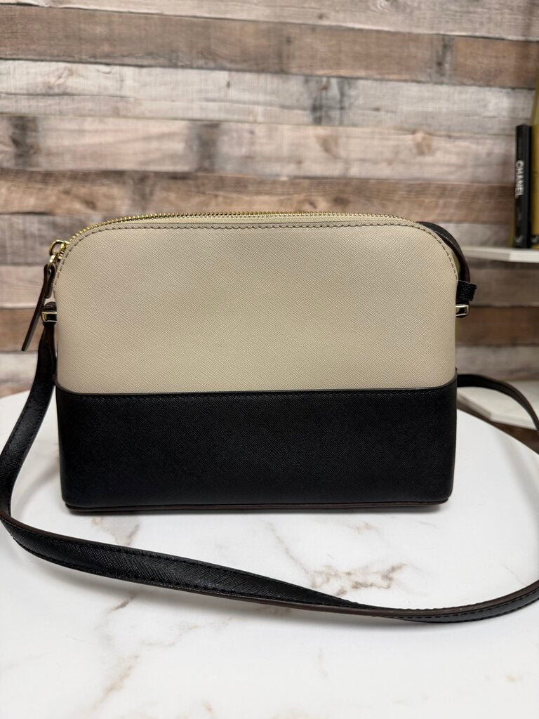 Kate Spade two tone tan/black Cedsar Street Mandy leather crossbody bag