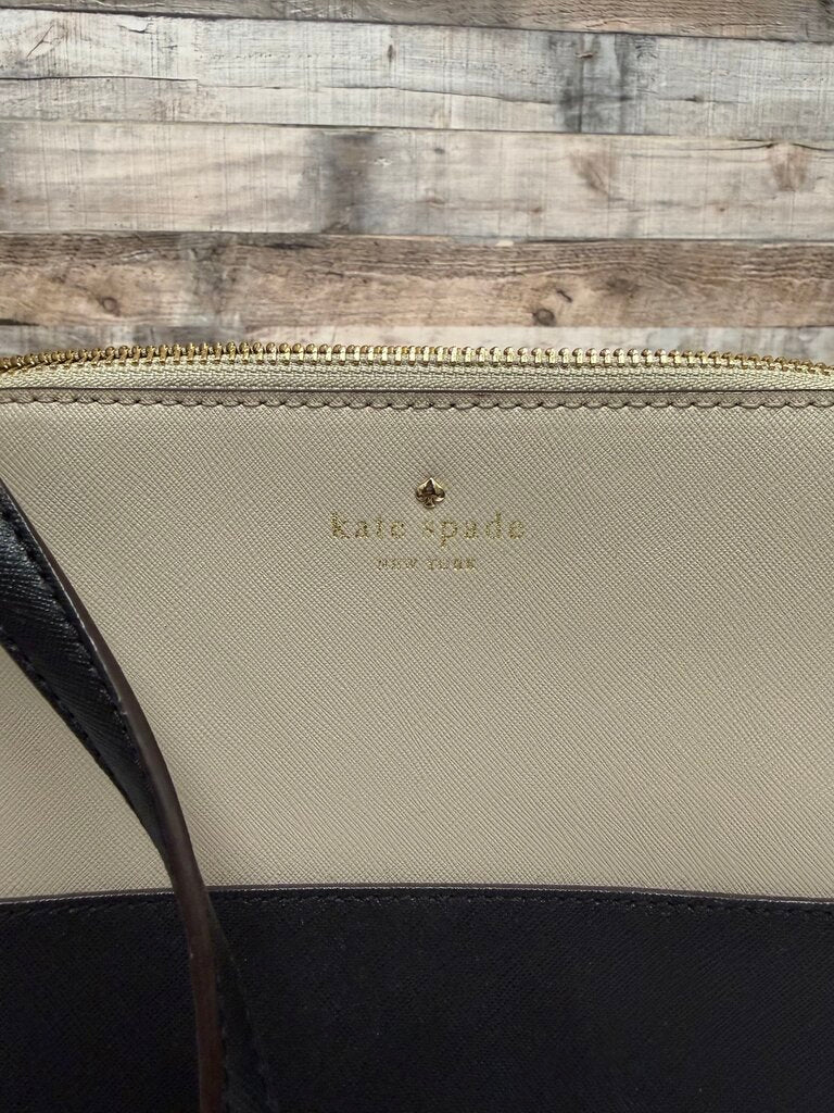 Kate Spade two tone tan/black Cedsar Street Mandy leather crossbody bag
