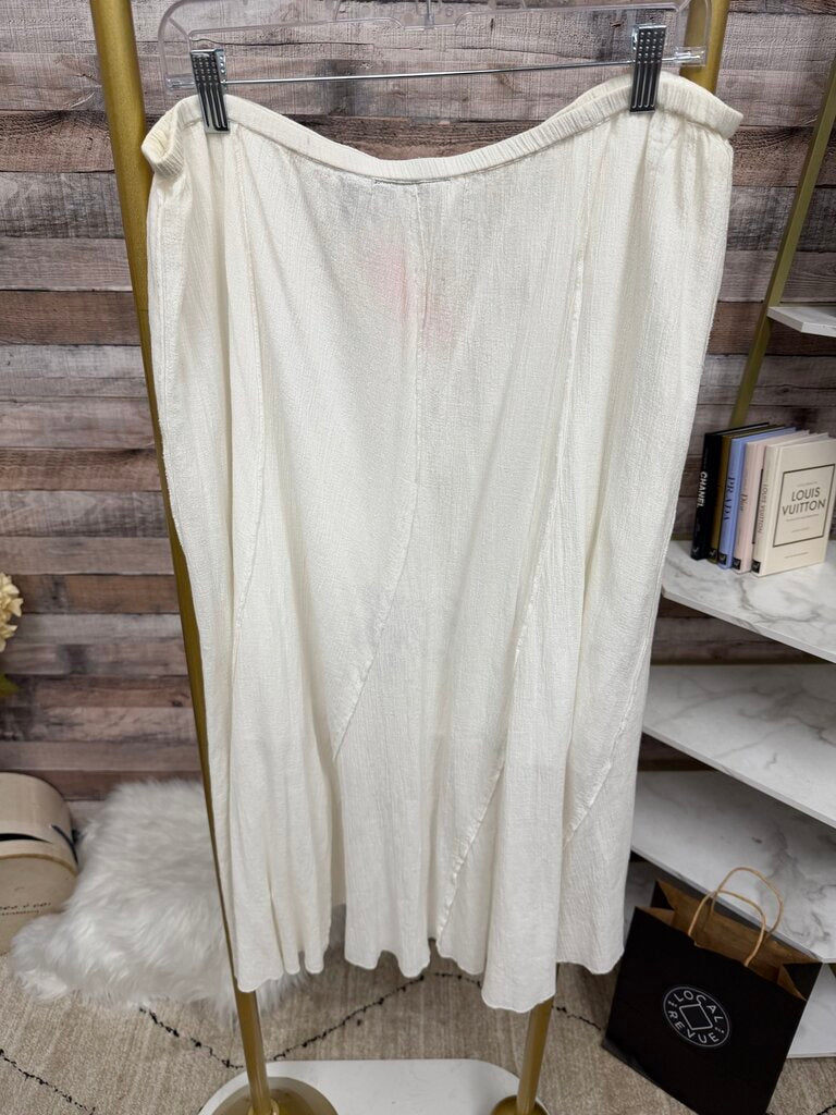 Notations white crinkle maxi skirt