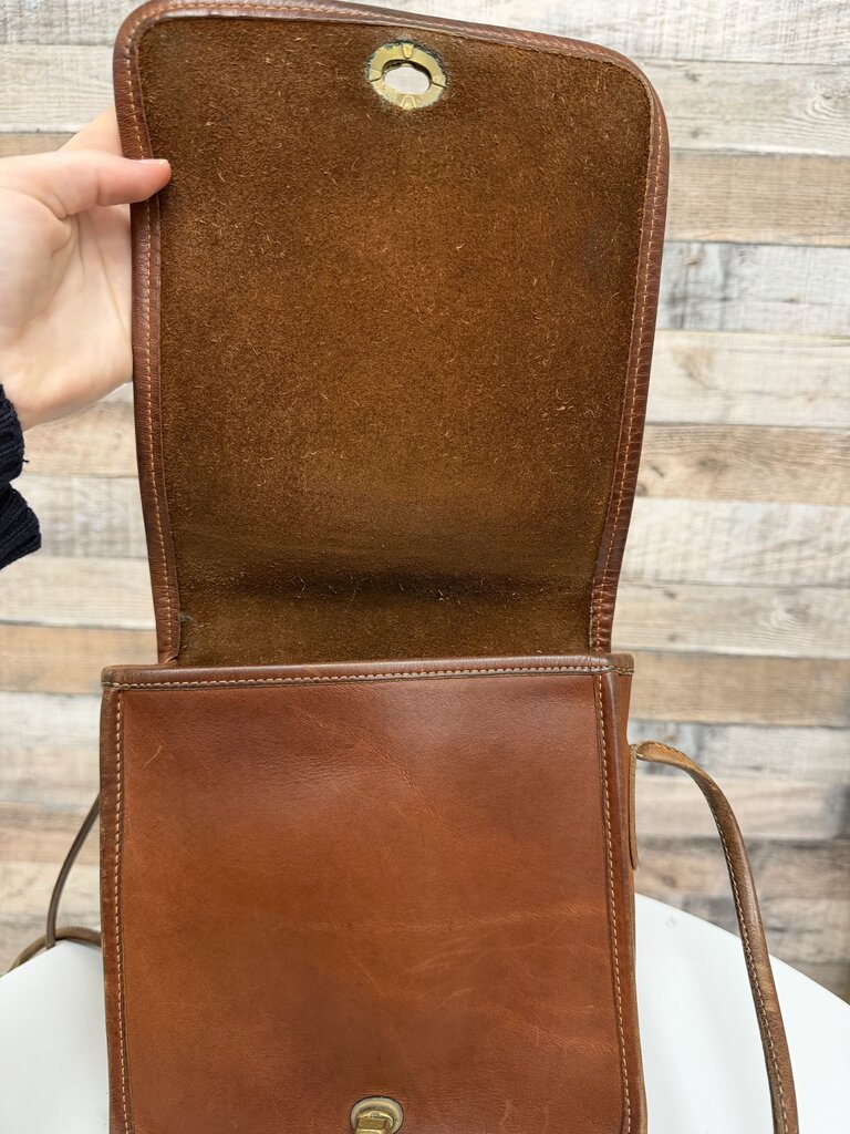 Coach brown vintage leather Compact Pouch 9620 crossbody pouch