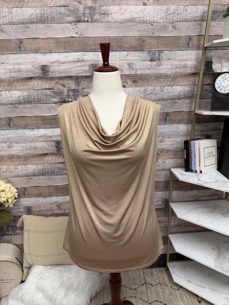 Worthington metallic gold cowl neck tank top