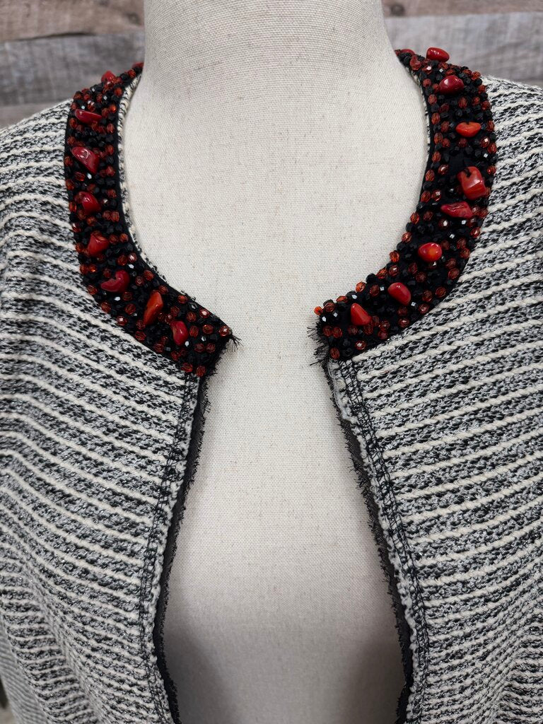 Chicos tweed blazer with embellished collar open front
