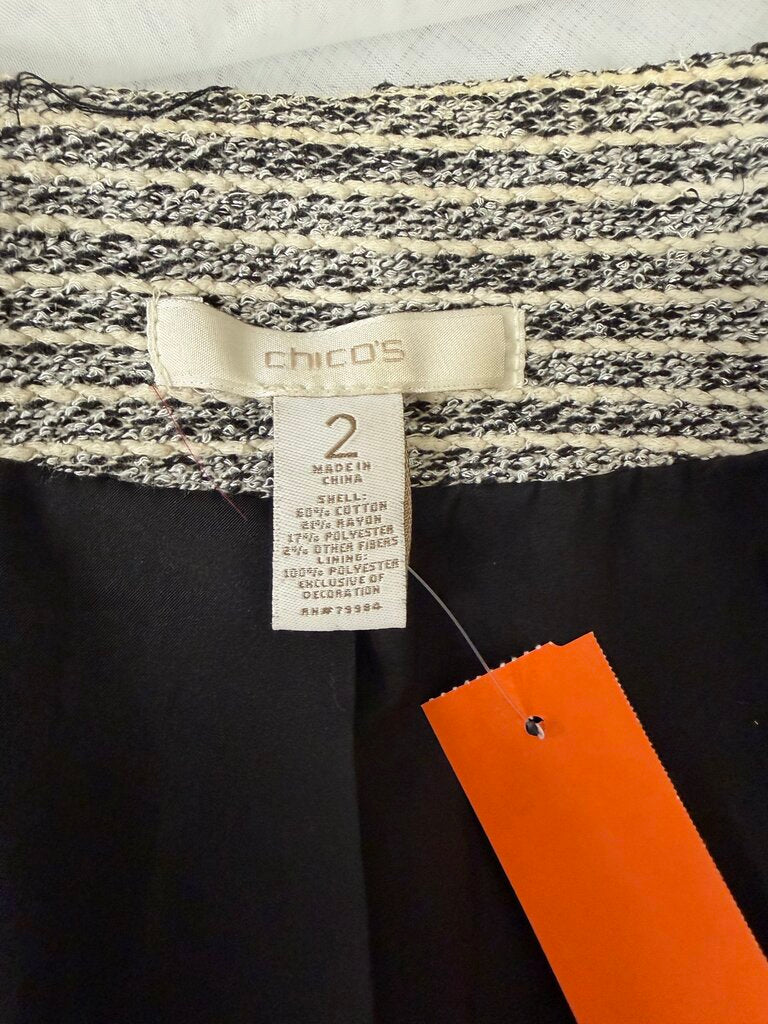 Chicos tweed blazer with embellished collar open front