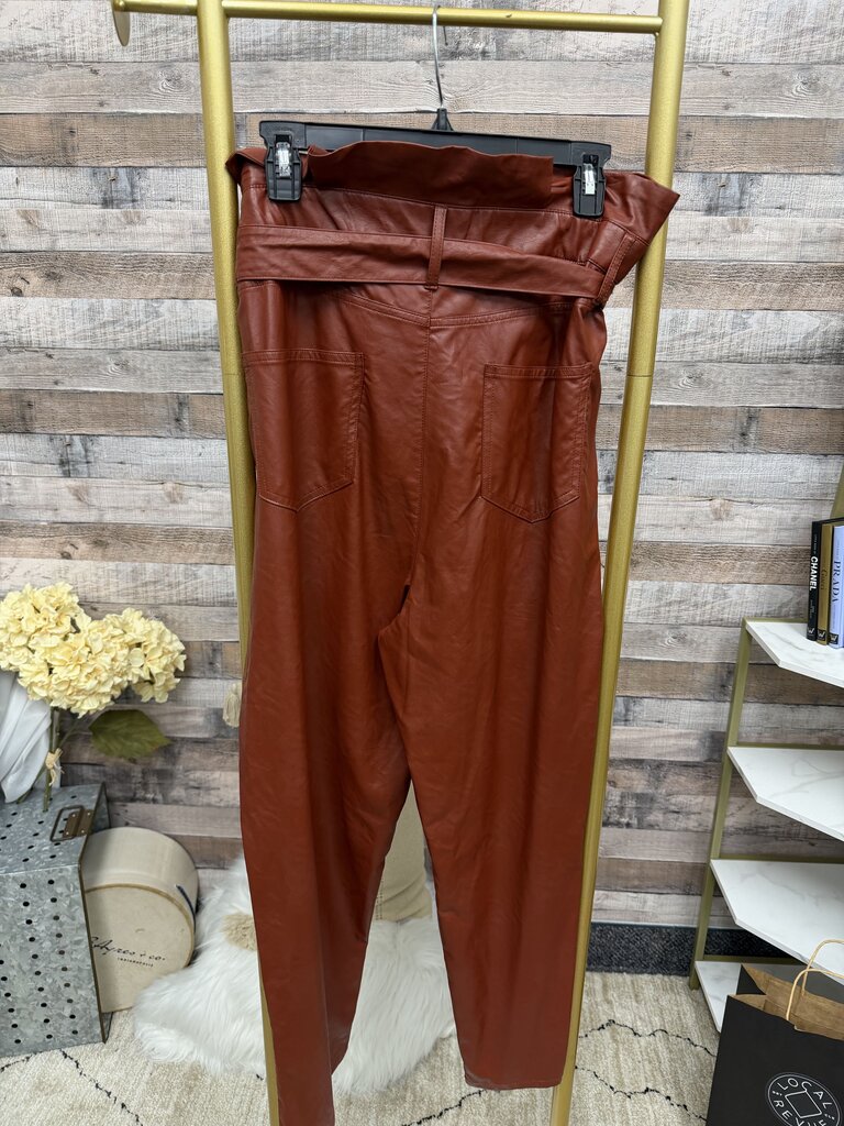 Who What Wear burnt orange faux leather pants with belt