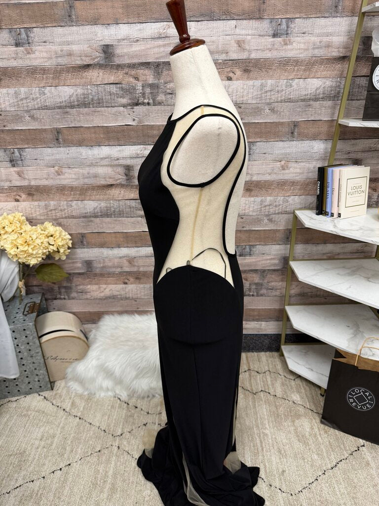 Issue Black & Mesh Floor Length Gown
