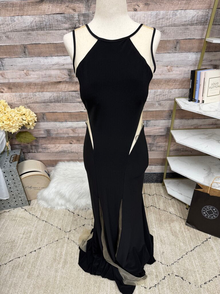 Issue Black & Mesh Floor Length Gown