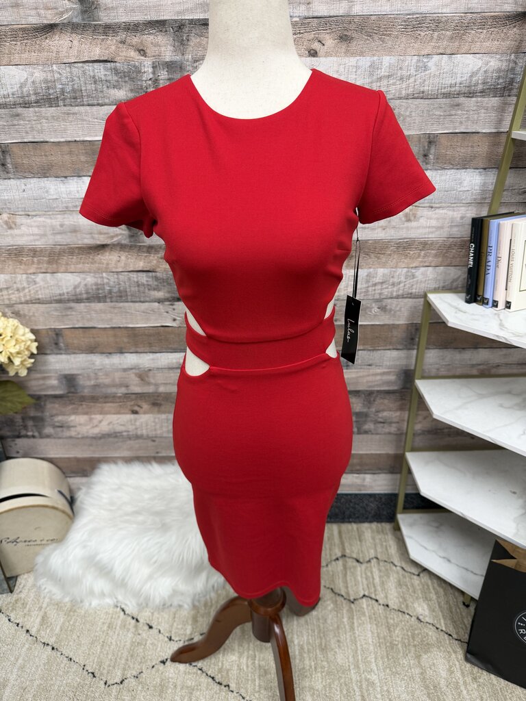 Lulu's Red Feeling the Heat dress with side cutout NWT