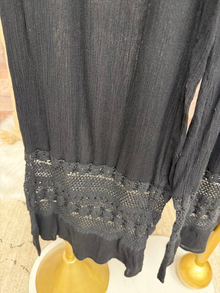 GOA Beachwear Black Elastic Waist Embroidered Hem