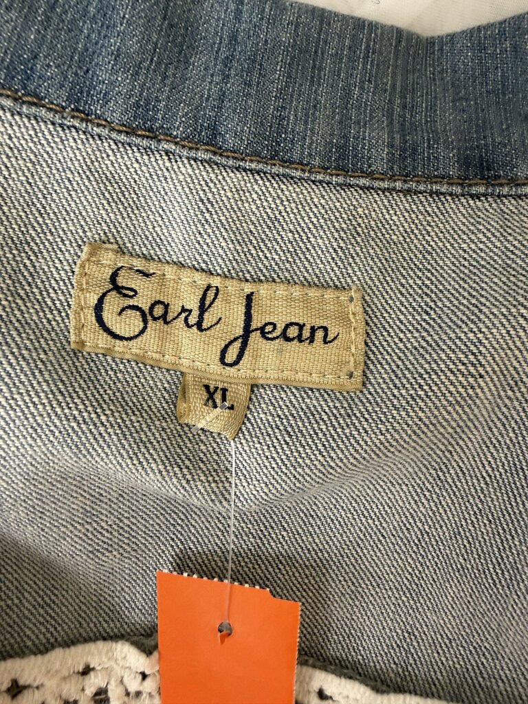 Earl Jean Denim Vest w/White Embroidered Back