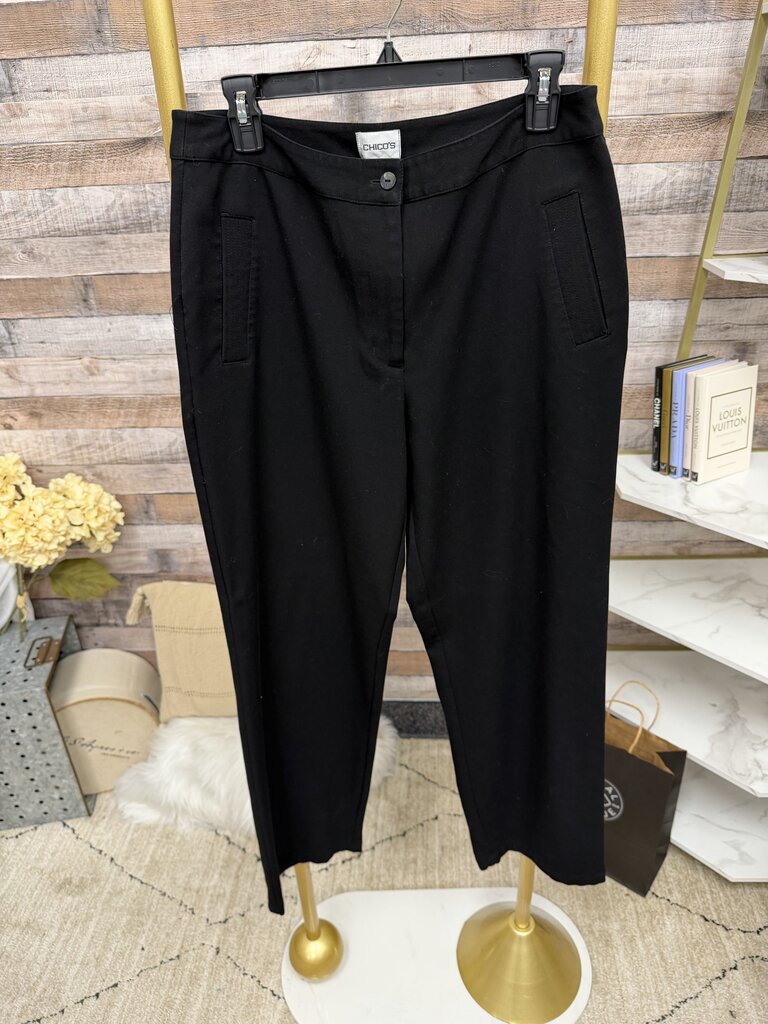 Chicos black straight leg trousers Chico's Black 12/14 women PANTS