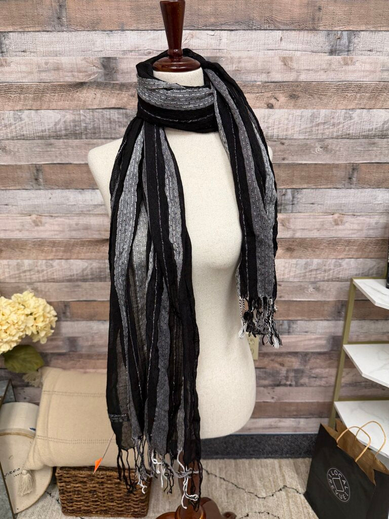 Pashmina black/grey striped scarf Pashmina Black/grey OS women ACCESSORIES