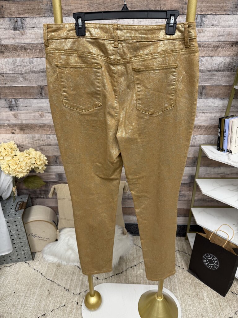 Chicos the Platinum Jegging gold patterned pants