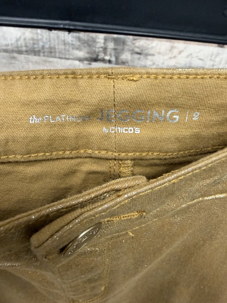 Chicos the Platinum Jegging gold patterned pants