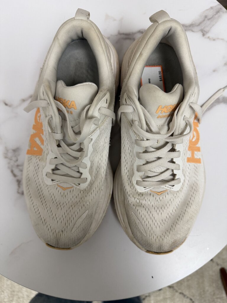 HOKA white Bondi running shoe