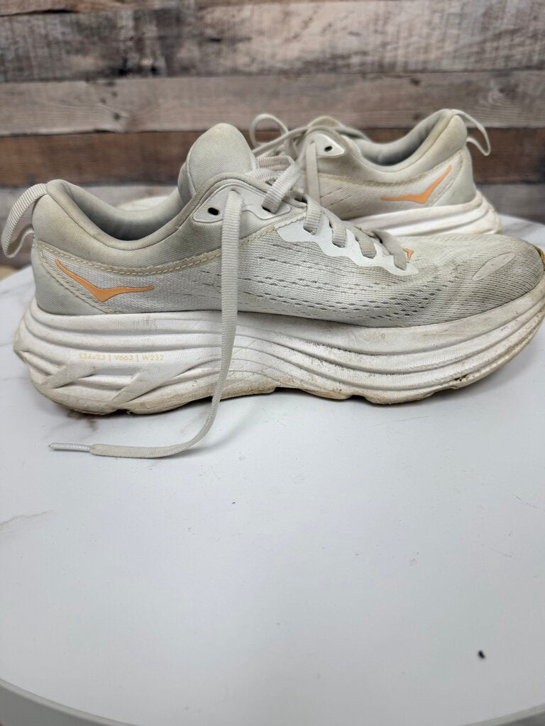 HOKA white Bondi running shoe