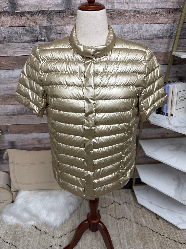 J.McLaughlin gold quilted short sleeve puffer jacket