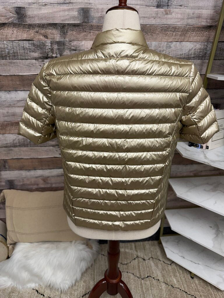 J.McLaughlin gold quilted short sleeve puffer jacket
