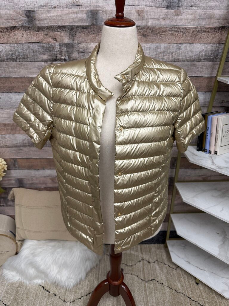 J.McLaughlin gold quilted short sleeve puffer jacket