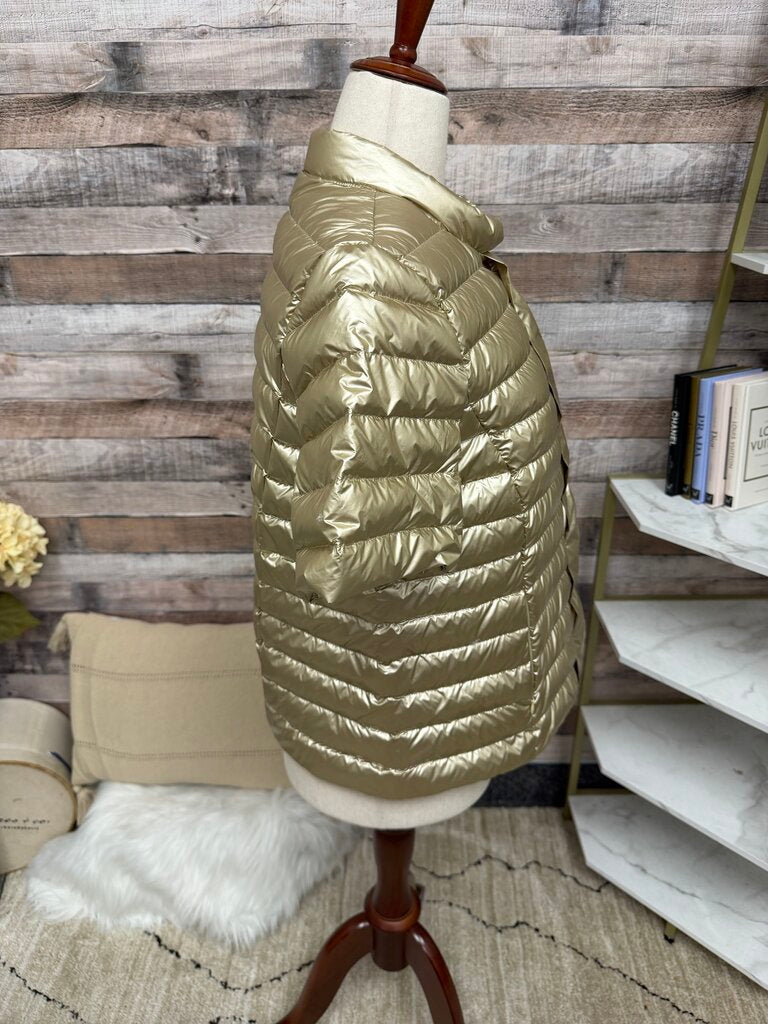 J.McLaughlin gold quilted short sleeve puffer jacket