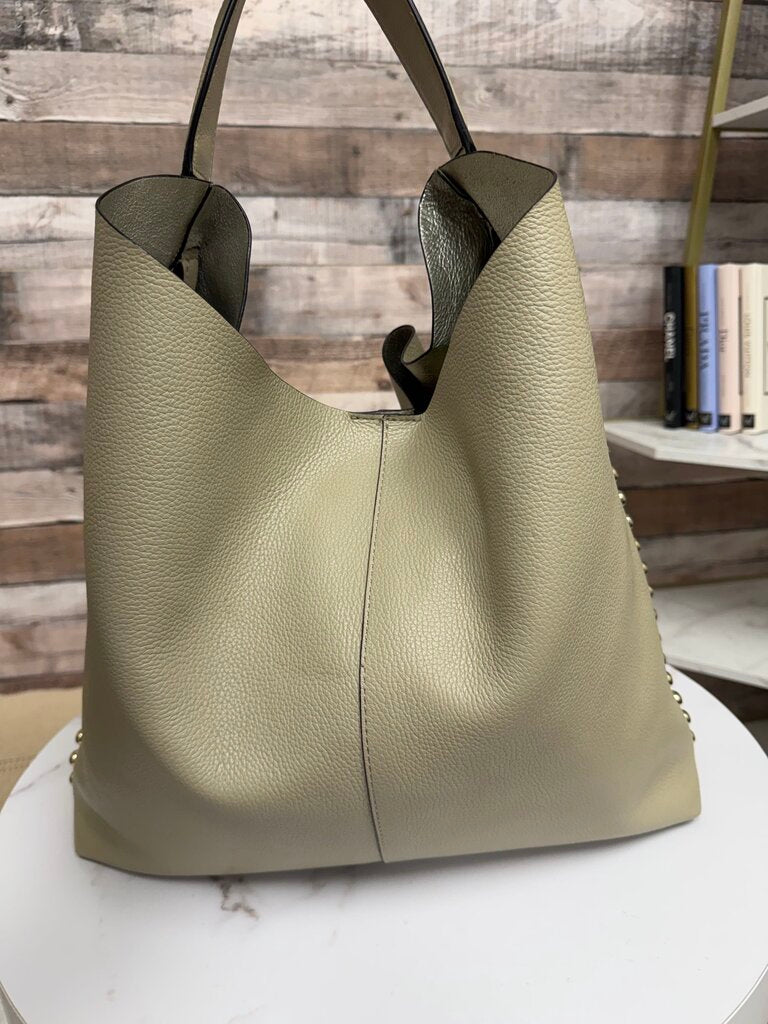Rebecca Minkoff clay with gold buttons pebbled leather hobo bag