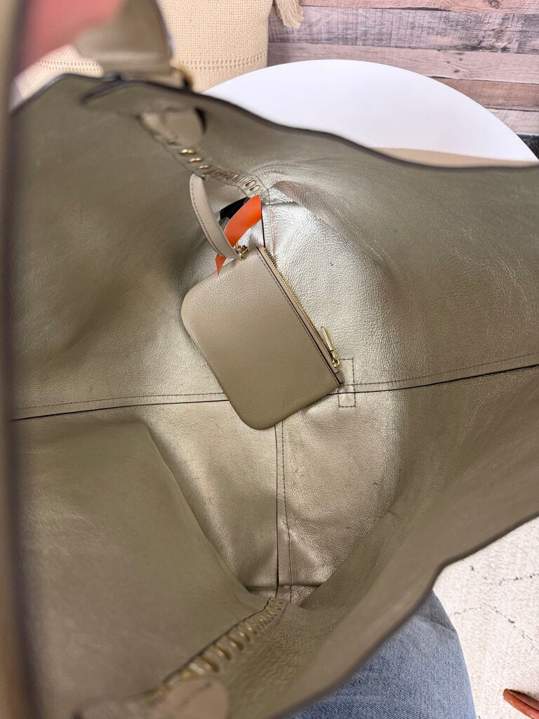Rebecca Minkoff clay with gold buttons pebbled leather hobo bag