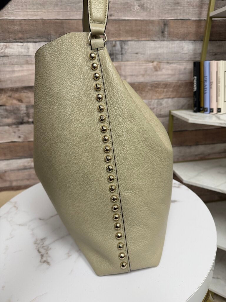 Rebecca Minkoff clay with gold buttons pebbled leather hobo bag