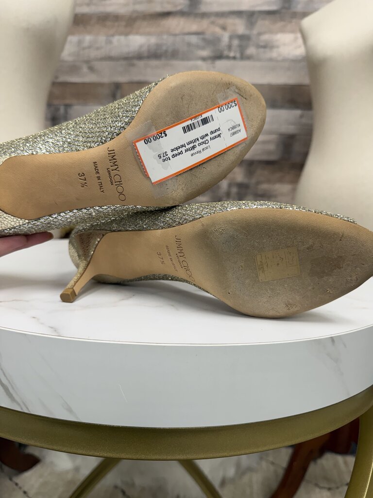 Jimmy Choo glitter peep toe pump with kitten heeloe