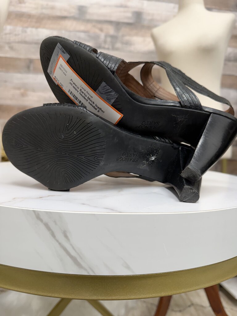 Franco Sarto black leather strappy heeled sandal