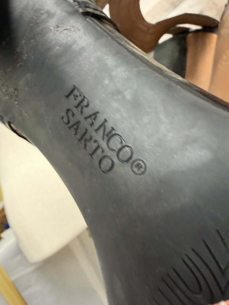 Franco Sarto black leather strappy heeled sandal