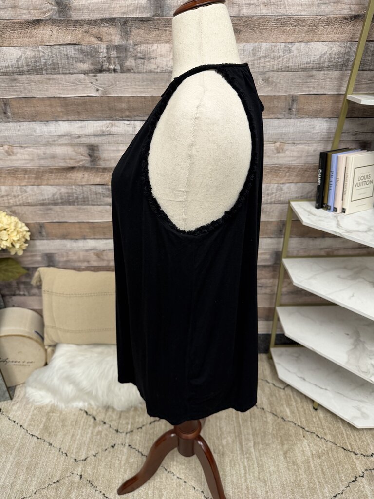 A:glow black tanktop with Fringe detail