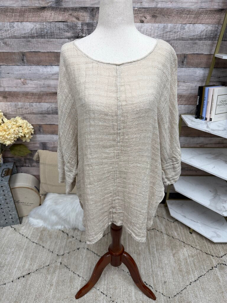 Soft Surroundings taupe linen blend tunic top