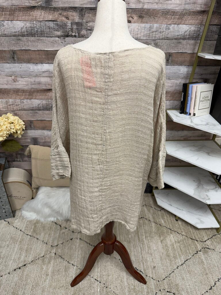 Soft Surroundings taupe linen blend tunic top