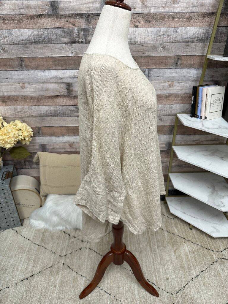 Soft Surroundings taupe linen blend tunic top