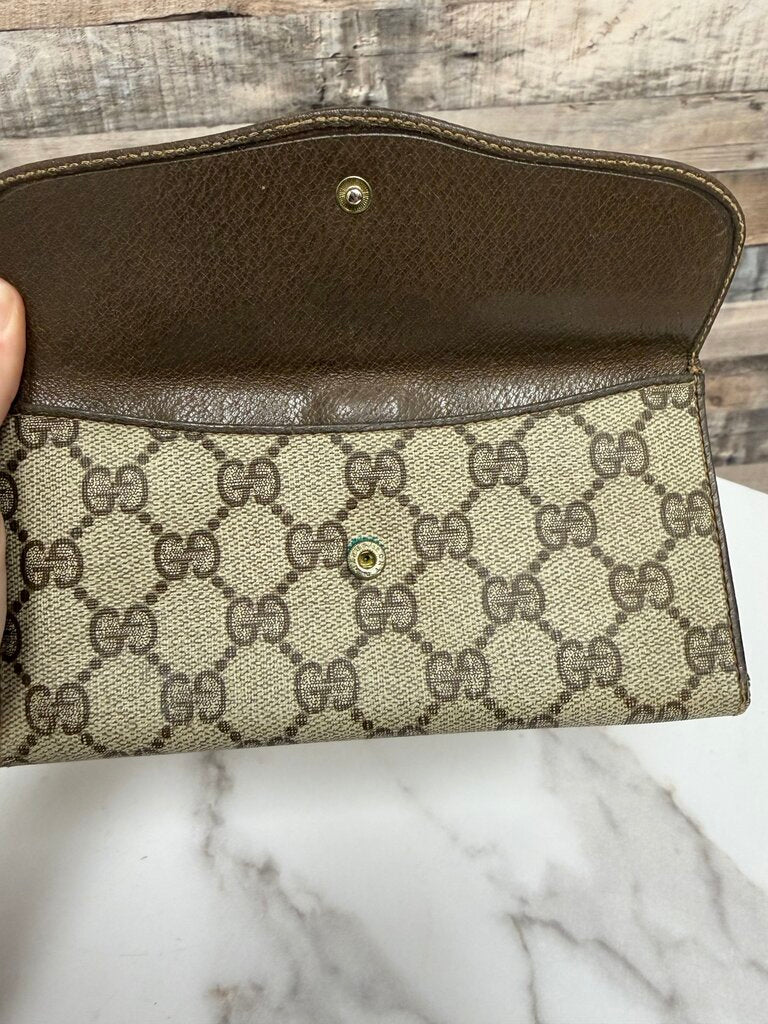 Vintage Gucci Sherry Line Canvas & Leather Wallet Gucci Tan/Brown OS BAGS