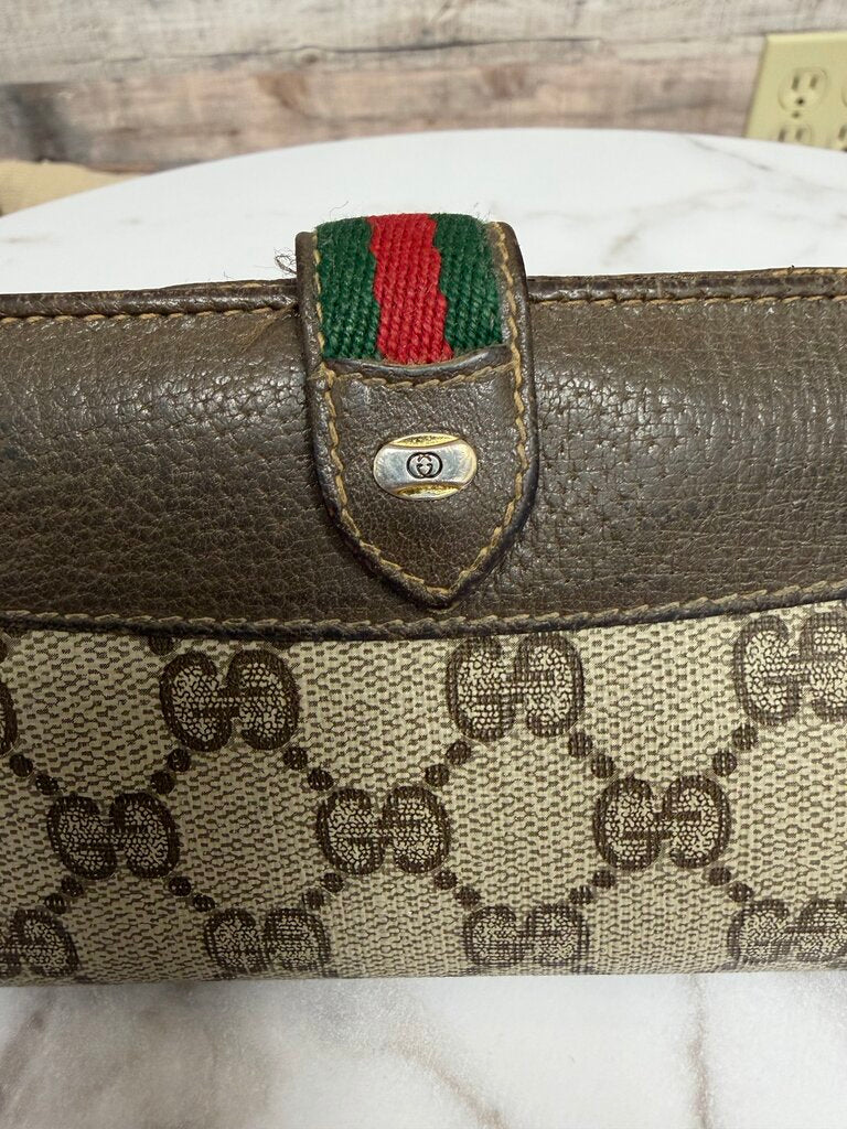 Vintage Gucci Sherry Line Canvas & Leather Wallet Gucci Tan/Brown OS BAGS