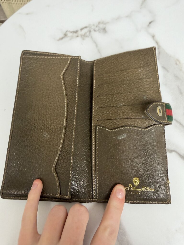 Vintage Gucci Sherry Line Canvas & Leather Wallet