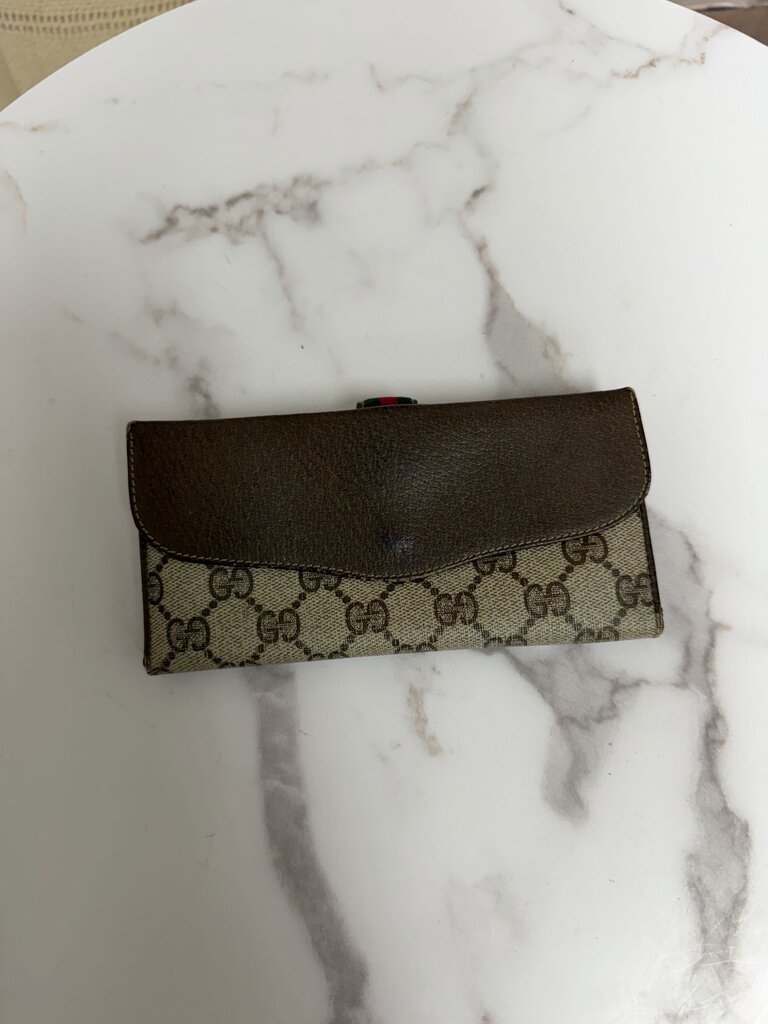 Vintage Gucci Sherry Line Canvas & Leather Wallet