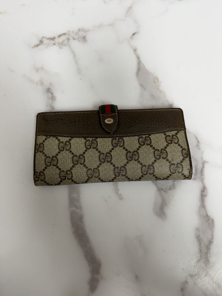 Vintage Gucci Sherry Line Canvas & Leather Wallet