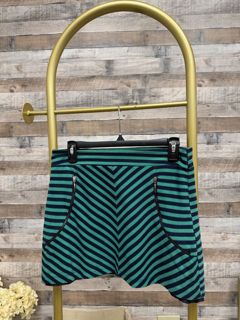 Zara Blue/Green Chevron Pattern Mini Skirt