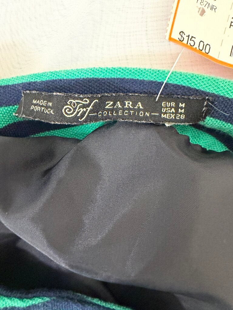 Zara Blue/Green Chevron Pattern Mini Skirt