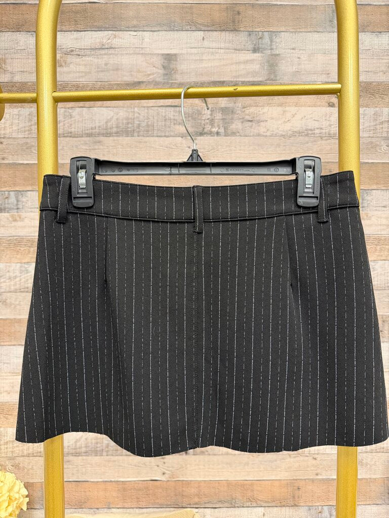 Sincerely Jules Black W/ White Pinstripe Pleated Mini Skirt
