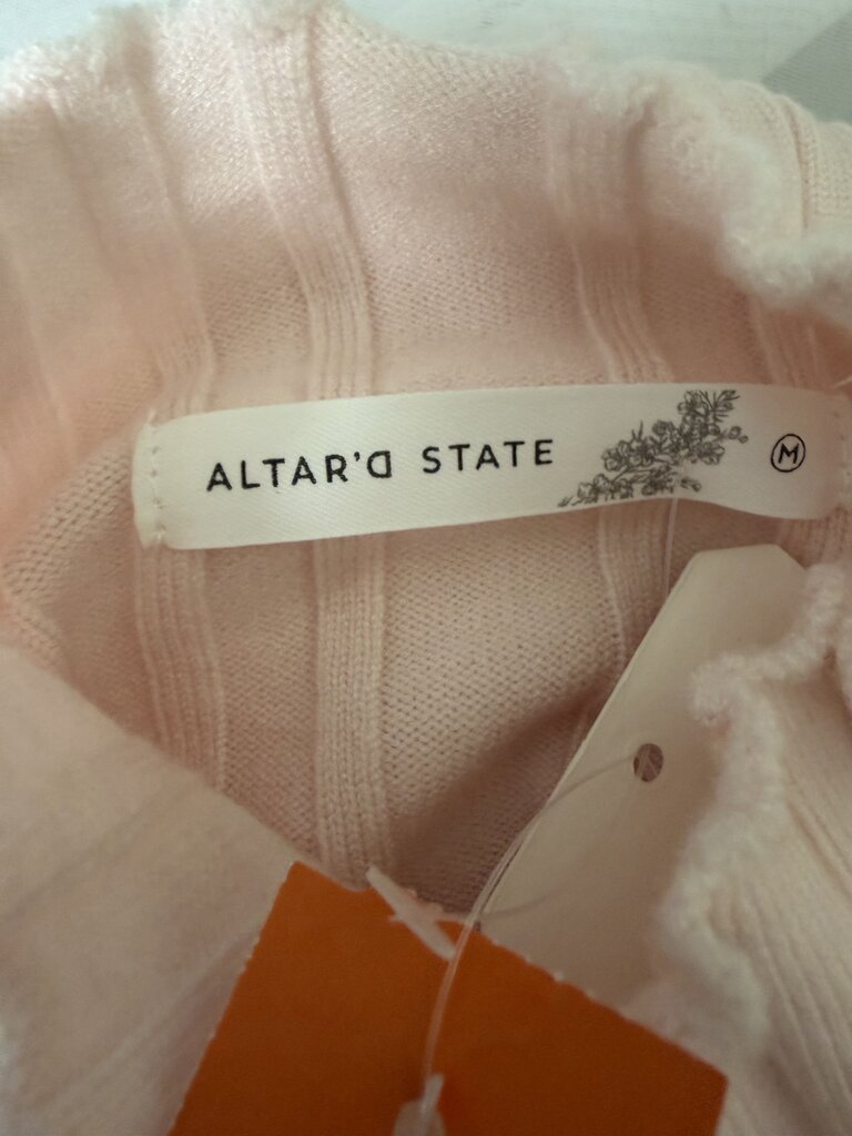 Altar'D State Pink Ribbed Knit Mock Neck Crop Sweater NWT