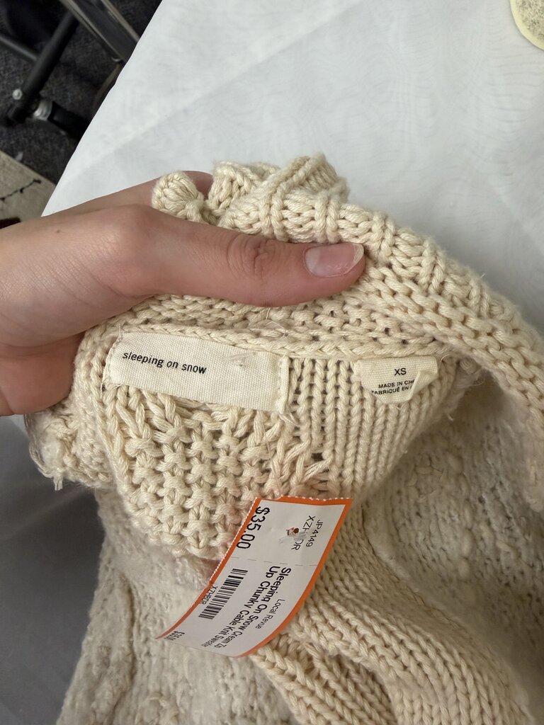 Sleeping On Snow Cream Zip Up Chunky Cable Knit Sweater W/ Collar