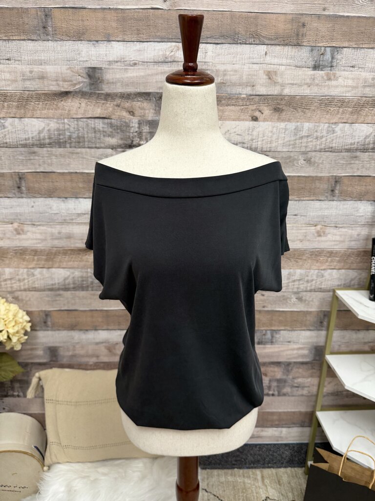Peyton Jenson Black Draped Cowl Neck Short Sleeve Shirt Peyton Jenson Black XS women TOPS