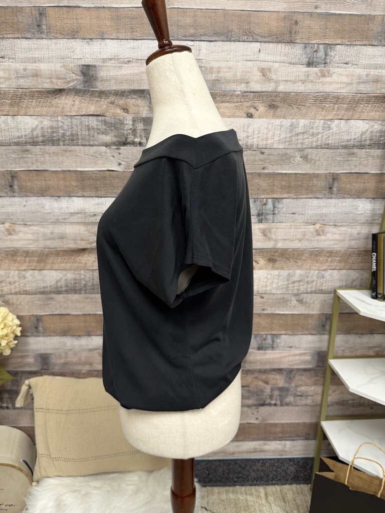 Peyton Jenson Black Draped Cowl Neck Short Sleeve Shirt Peyton Jenson Black XS women TOPS