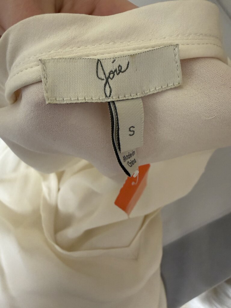 Joie Cream Silk V-Neck Flutter Sleeve Blouse